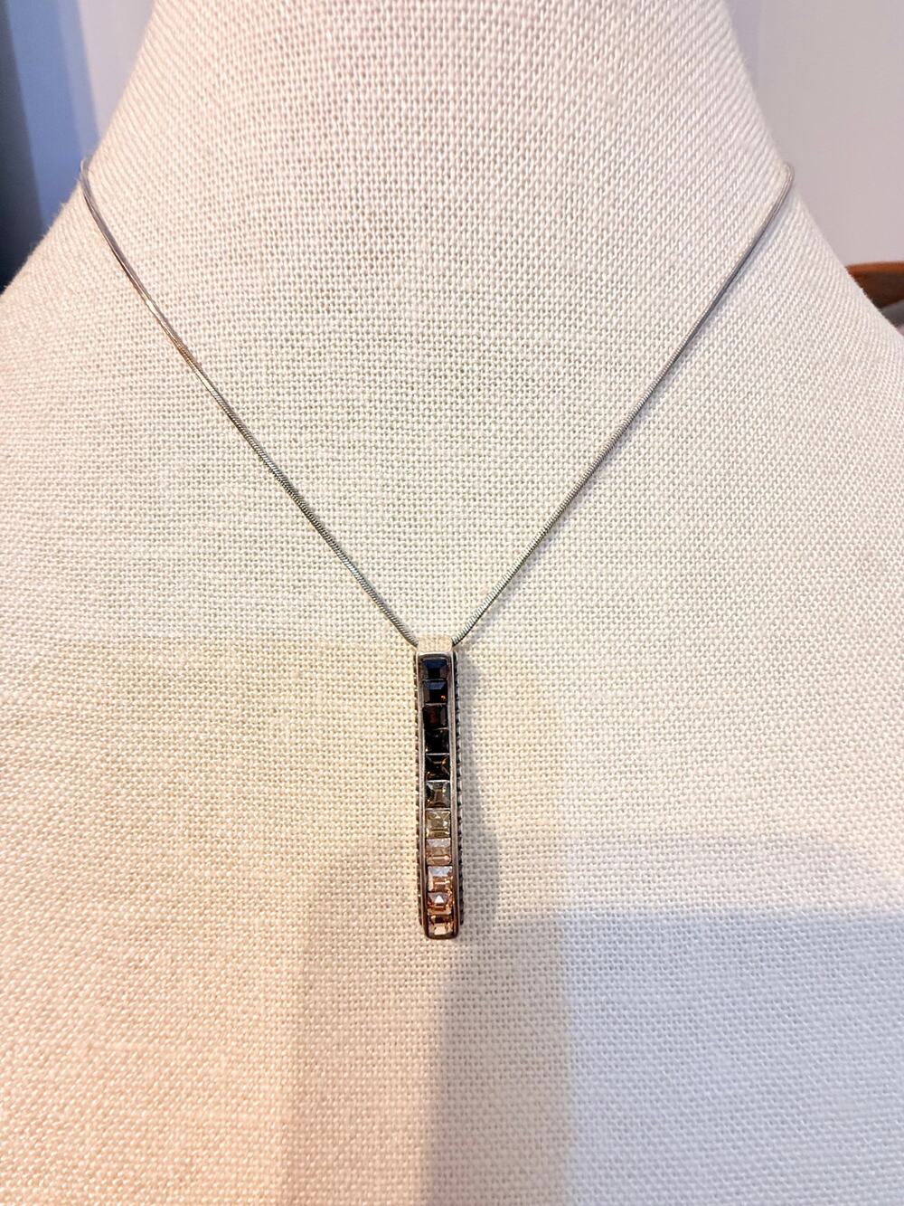 Vintage Brighton Crystal Bar Pendant Necklace 16+3”